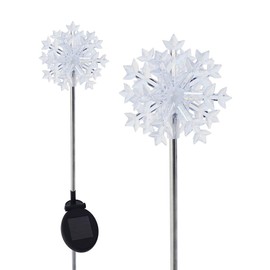 Solar Wholesale Sparkling Large 5.5" Wide Starburst Snowflake Star Solar Lights (Set of 2)