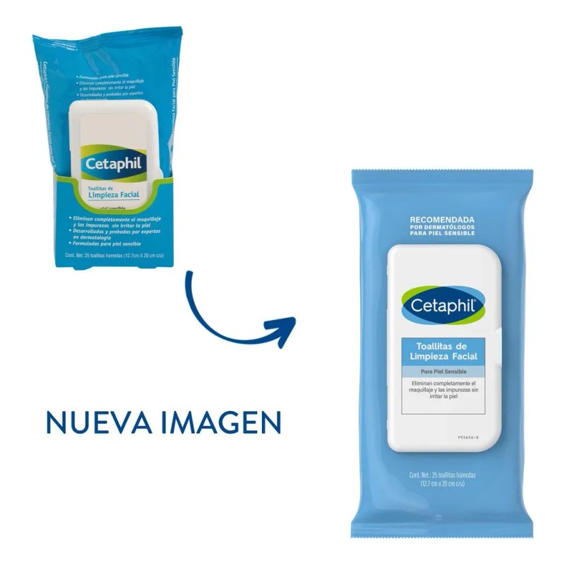 25 Toallitas De Limpieza Facial Cetaphil Para Piel Sensible