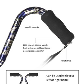 YOKABOZE Adjustable Walking Cane, Foldable, Collapsible, with Travel Bag for Seniors & Adults (Blue Orchid)