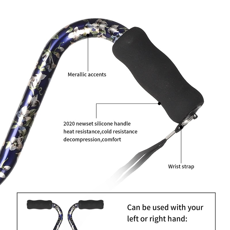 YOKABOZE Adjustable Walking Cane, Foldable, Collapsible, with Travel Bag for