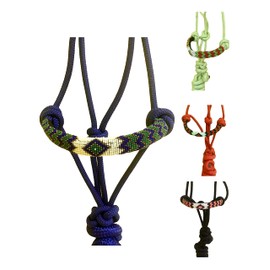 Majestic Ally Padded Beaded Nose Braided Rope Halter with 10' Matching Lead - Full (Royal Blue)