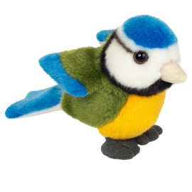 Teddy Hermann 94174 Blue Tit 12 cm, Cuddly Toy, Plush Toy with Recycled Filling