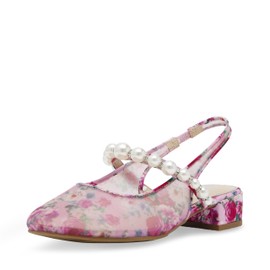 Betsey Girls Evey Pump, Pink Floral, 4 Big Kid