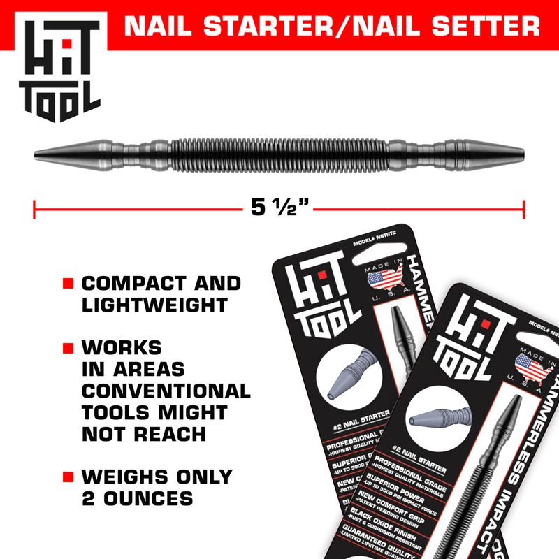 HIT Tools Dual-Tip Nail Starter & 2/32" Nail Setter –