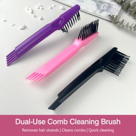 3-Piece Hair Brush Cleaner Set – 2-in-1 Cleaning Tools with Mini Wet Comb, Durable Nylon Bristles for Salon & Home Use