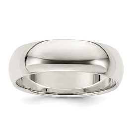 925 Sterling Silver 7mm Half Round Plain Classic Wedding Band Ring Size 4.5