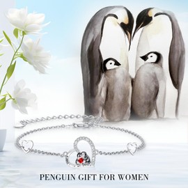 PARYFO Penguin Bracelet 925 Sterling Silver Heart Penguin Bracelet Cute Penguin Jewellery Gifts for Women Girls Daughter Sister Friend Graduation Gifts
