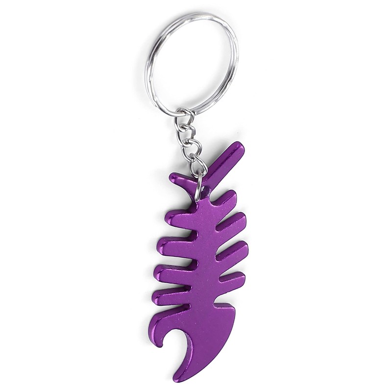 Komonee Fish Bone Purple Bottle Opener Key Chain Metal Dead