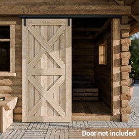 TOPCCJHHD 6.6FT/80'' Box Rail Sliding Barn Door Hardware Kit Ceiling Mount for Exterior Interior Single Door Heavy Duty Black No Door