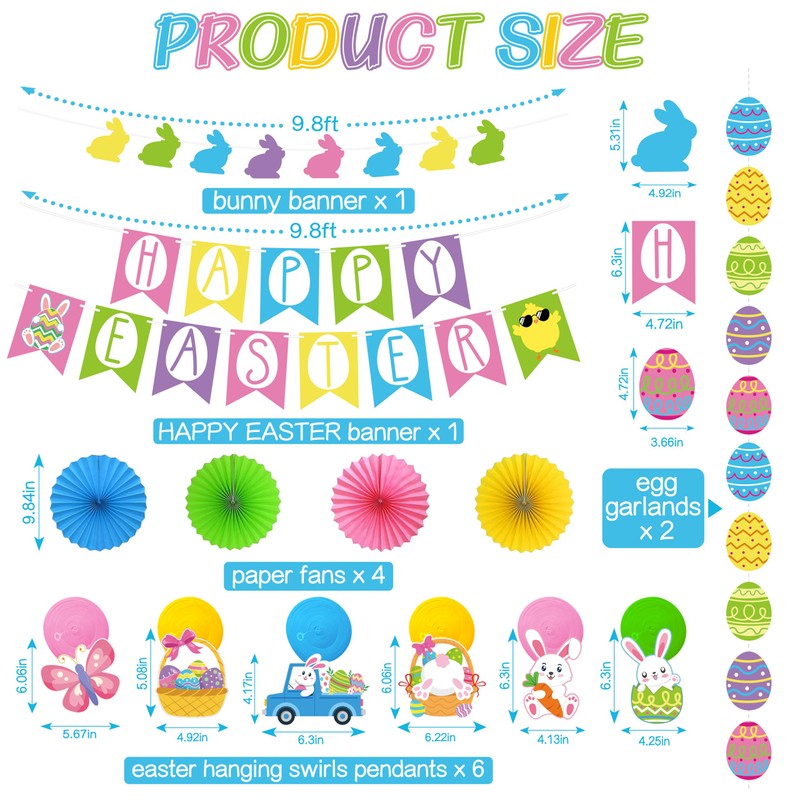 Easter Decorations Set, Pre-strung Happy Easter Decorations Includes Happy Easter