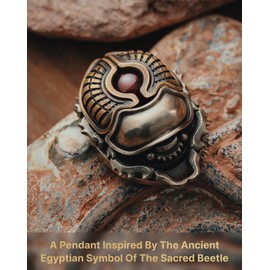 COPPERTIST.WU Scarab Pendant Necklace – Creative & Unique Design, Customizable Energy Stone, Brass & Copper, Spiritual Gift for Him/Her (201 Obsidian)