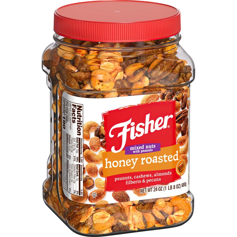 Fisher Snack Honey Roasted Mixed Nuts with Peanuts, 24 Ounces,