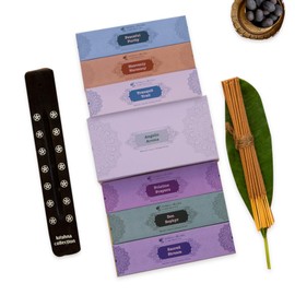 Krishna Collection Incense Sticks – Odor Elimination, Long-Lasting Aroma for Spiritual Ambiance, Meditation & Relaxation - Includes Wooden Stand (Angelic Aroma)