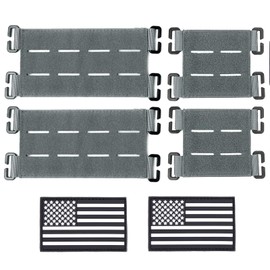 TAXATM 4 pcs Molle Patch Panel with Laser Cutting Loop, Molle Patch Display Holder for Backpack ，6X3 and 3X3 Mini Patch Board Include American Flag Patch (Grey Set)