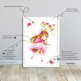 Sunnywall® Set of 3 | Princess Pink Castle | Poster Children's Room – A4 Pictures Baby Room Children's Poster | Without Picture Frame | Decorative Girl