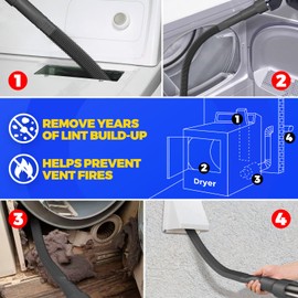 Holikme 2 Pieces Dryer Lint Vacuum Attachment and Flexible Dryer Lint Brush，Dryer Vent Cleaner Kit,Black