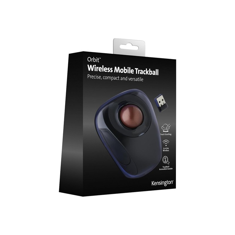 Kensington Orbit Wireless Trackball Mouse with Touch Scroll Ring (K72352US),Black