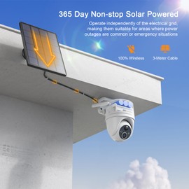 Topcony Solar Security Cameras Wireless Outdoor, 2K 3MP Pan Tilt Solar Cam with 2.4GHz WiFi, AI Detection, Color Night Vision, 2-Way Talk, No Hub Needed, Fast Forward, IP65 Waterproof, No Fee Cloud/SD