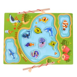 CPJJ Magnetic Wooden Fishing Game Set Fishing Game Fishing Game 2 Years Fish Fishing Game Fishing Game from 3 Years Games Educational Montessori Toy for Fishing for Children from 2 Years, b