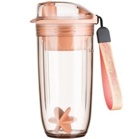 Botella Mezcladora Deportiva de Plástico Tritan, 400ml, Libre de BPA, con Bola Mezcladora, Filtro, para Gimnasio y Actividades al Aire Libre (Rosa)