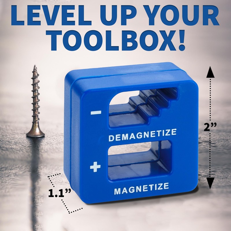 MeasuPro Demagnetizer and Magnetizer - Blue - for Screwdrivers Tips,