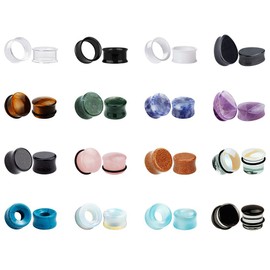 KUBOOZ 32pcs set Mixed Stone Acrylic Glass Ear Plugs Tunnels Gauges Stretcher Piercings 0g