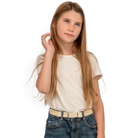 Childrens 1-6 Years Elasticated Belt with Silver Buckle - Brown