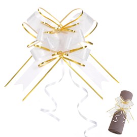 Hpmjz 20Pcs Large Christmas Pull Bows for Gift Wrapping 9 Inch Reusable Large Gift Bow Bulk for Presents Package Birthday Anniversary Party Gift Basket Decor (White)