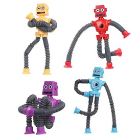 Juguete Telescopic Robots Suction Cup Toy, Robot Toy, Sensory Robot Toy, Telescopic Suction Cup Robot Toy, Funny Educational Stress Relief Toy, Pack of 4
