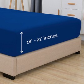 Elegant Comfort 1500 Premium Hotel Quality 18-21 Inches Deep - Extra Deep Pocket Single Fitted Sheet for High Mattress, Luxury and Softest, Smart Pocket - Wrinkle Free, Twin/XL, Royal Blue