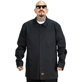 FB County Heavyweight Kackies Long Sleeve Work Shirts for Men, Black, Small - Casual Fit Cotton-Poly Shirts with Double Pockets & Buttons