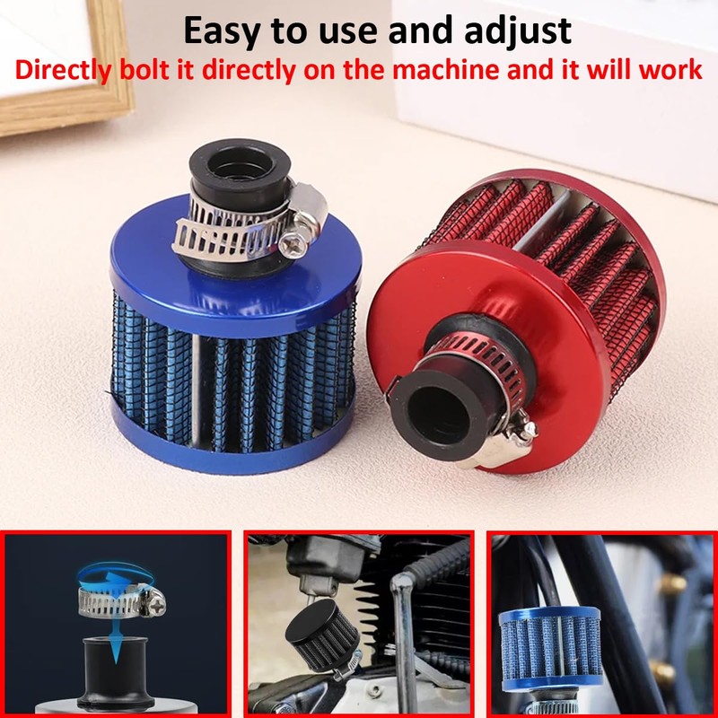MOCNT 2 Stück Auto Luftfilter 12mm Auto Luftansaugfilter Universal Turbo