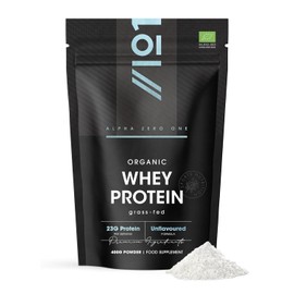 Organic Whey Protein Powder 400g – Grass Fed Unflavoured Organic Protein Powder– Resealable and Recyclable Pouch by Alpha01