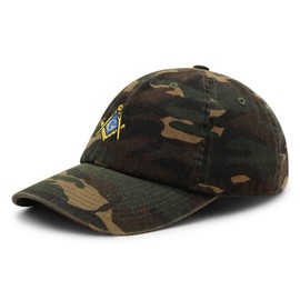 JPAK Masonic Symbol Premium Dad Hat Embroidered Cotton Baseball Cap Freemason Green Camo