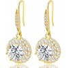 18K Gold Plated Dangle Earrings for Women with Brilliant Round