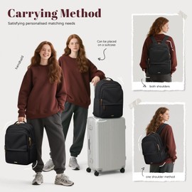 GOLF SUPAGS Multifunctional Laptop Backpack for Work Travel Leisure Water-Resistant Multiple Compartments Business Backpack for Women Fits 15.6 Inch Notebook (Black)