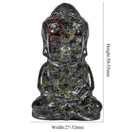KYEGYWO 5 cm Dragon Bloodstone Hand Carved Crystal Baby Buddha Figure, Stone Lucky Buddha Statues Buddhist Decor Healing Stone Talisman Fengshui Sculpture Ornament for Reiki Healing and Meditation