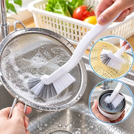 3 Pcs Long Handle Cleaning Brush for Tight Spaces – Angled Bristle Head for Sinks, Cups, Crevices & Vehicle Detailing
