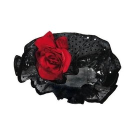 Kingsley Shower Cap Black With Red Rose by Kingsley