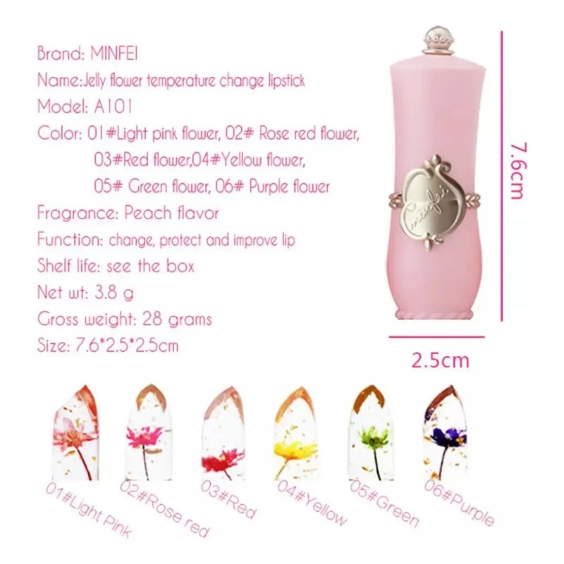 Lápiz Labial Beauty Bright Flower Crystal Jelly Magic Temper