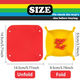 Collapsible Board Game Storage Bowls, Portable Folding Tray Accessory Holds Tabletop Bits, Components, Pieces, Dices for Classic & Modern Gaming, RPG Roleplaying (5-Pack) (Basic Color)