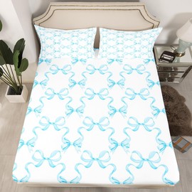 Sábana bajera ajustable de tamaño matrimonial, estilo princesa, estilo acuarela, pajarita de 3 piezas, decoración de habitación para niños, adolescentes, cuento de hadas, cinta de lazo cruzado,