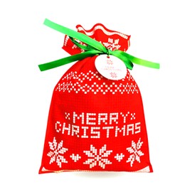 Creve Cell Christmas Wrapping Bag, Gift Bag, Drawstring Bag, 17.7 x 11.8 inches (45 x 30 cm), Snow Crystal, Large Size, Wrapping Tag, Includes Original Stickers, 1 Piece