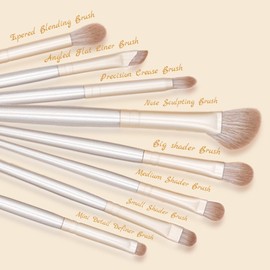 SHELWIN Eyeshadow Makeup Brushes Set with Case 8 PCS Soft Synthetic Hairs Eye Makeup Brushes for Blending Eyebrow Eyeliner Eyeshadow （Silver）