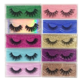 False Eyelashes Mikiwi 10 Pack Lahes, 12-20mm Wholesale 5D Fake Mink lashes, Fuffy Natural Volume eye Lashes, individual package Faux Mink EyeLashes