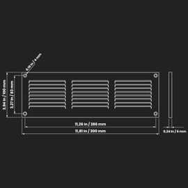 Repa Market 5-Pack Black Air Vent Cover 12" x 4" Inch (Outer Dimensions) - Steel Return Air Grilles - for Ceiling and Sidewall - HVAC - with Protection Screen (11.81" x 3.93" Inch)