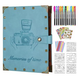 Leather Scrapbook Album 60 Pages Love Memory Photo Book Album 8.5x11 inch, Scrapbooking Supplies Kits for Couples Anniversary Vintage Travelling Scrapbook Family Scrap Book