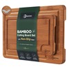 Bamboo Cutting Board Set Non Slip Feet Over Sink Carbonized