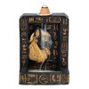 Bastet Egyptian Backflow Incense Holder, Polyresin, Black with Hieroglyphs, Hand-Painted,