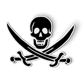 AK Wall Art Pirate Skull Jolly Roger - Magnet - Car Fridge Locker - Select Size